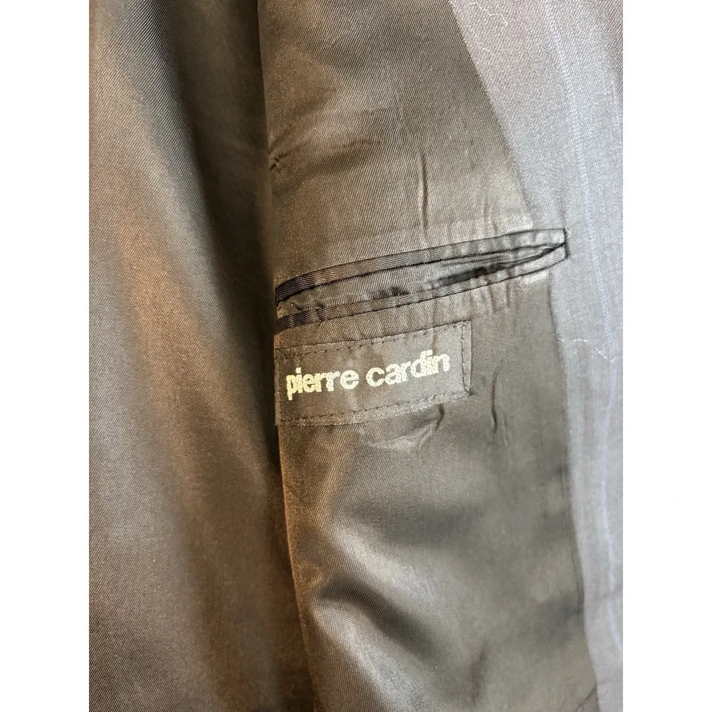 Pierre Cardin Suit Coat 44L Navy Pinstripe 2 Button Wool Sport Coat Blazer